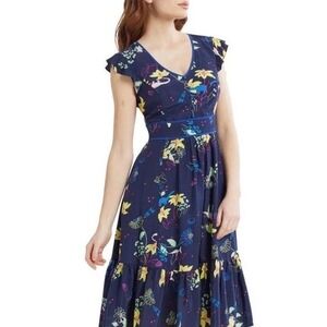 Modcloth Eyes On You Midi Dress Women 4X PLUS Floral Dinosaur Print Retro Pinup